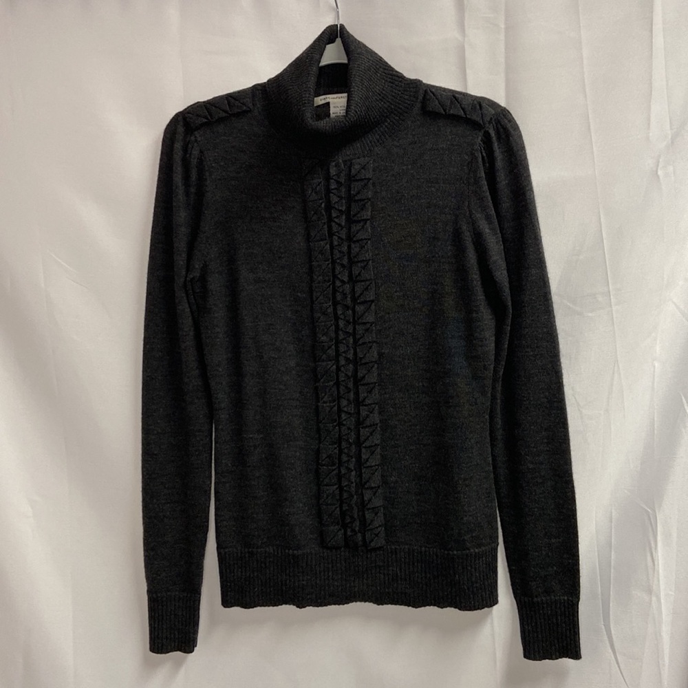 Diane Von Furstenberg DVF Sanya Wool Turtleneck Sweater Charcoal Gray Medium